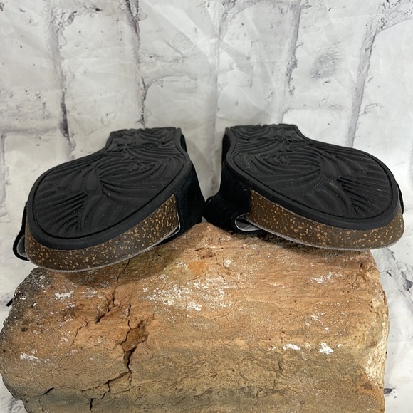 Abeo Uplift Sandals 9N Suede Upper Cork Heel Tassles Hook & Loop BioSystem Ortho - Picture 3 of 11